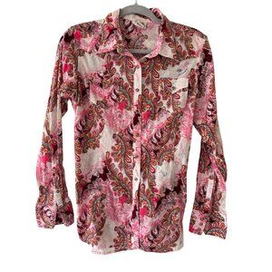Ariat Womens Paisley Cotton Shirt Pink Red Floral Print Western Cowgirl
